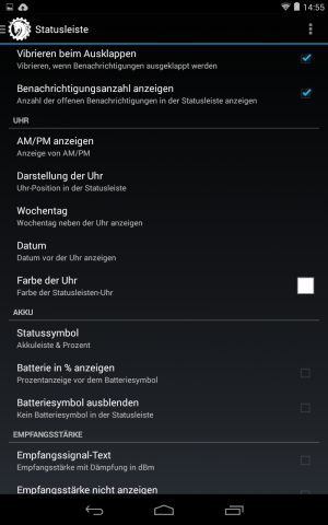 So k&ouml;nnen nicht nur wie bei anderen ROMs Elemente zur Statusleiste hinzugef&uuml;gt werden... (Screenshot: Golem.de) 